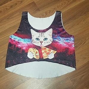 Taco Kitty Pizza Galaxy crop top